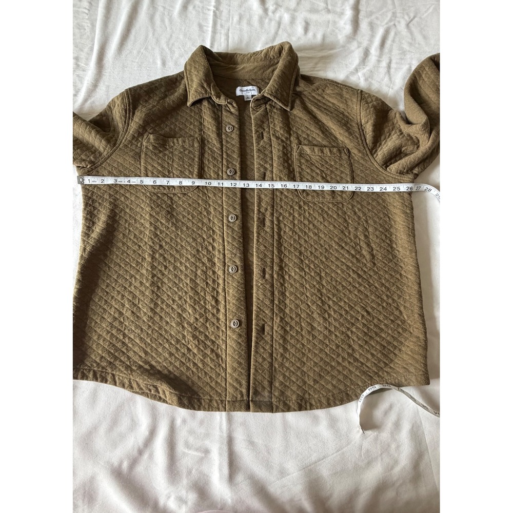 Goodfellow & Co Mens XL Quilted Shirt Jacket Olive Green Shacket Button Front - Picture 10 of 11